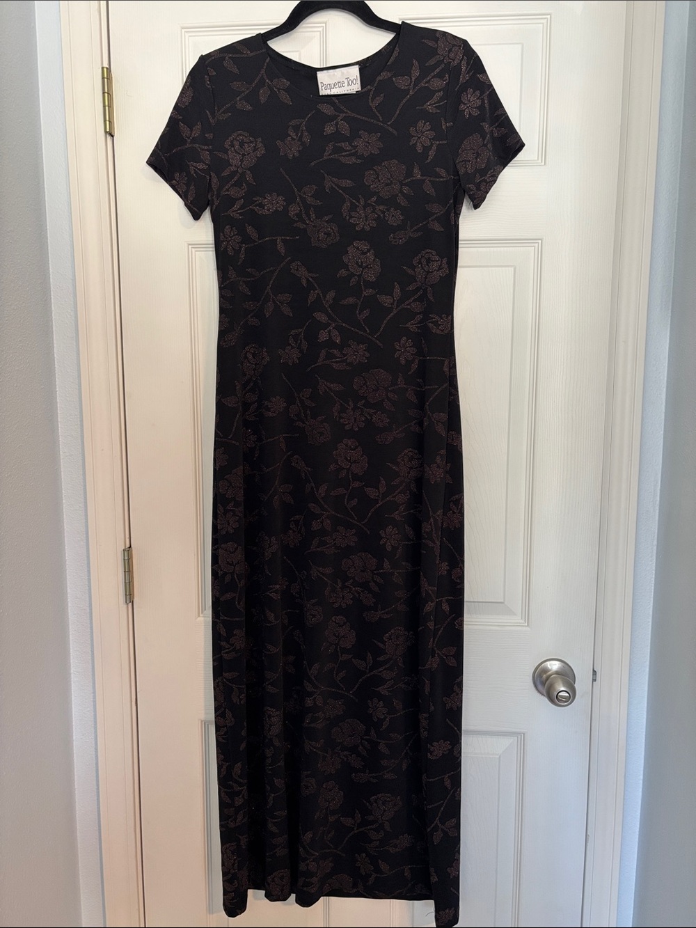 Black Maxi Dress with Floral Sparkly Detail